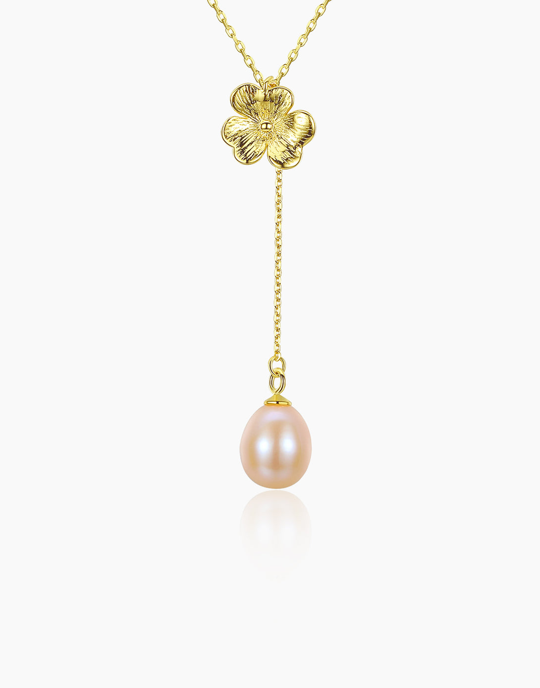 Flower-Necklace-with-Teardrop-Pearl