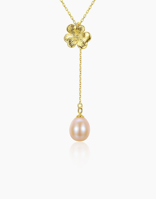 Flower-Necklace-with-Teardrop-Pearl