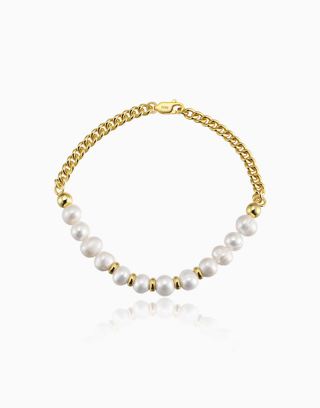 Half Cuban Chain Half Pearl Bracelet