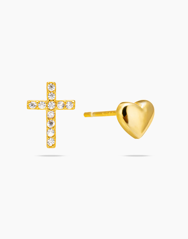 Heart Cross Stud Earrings