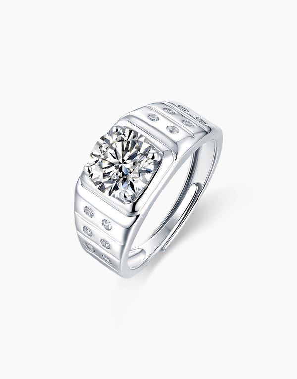 Mens Moissanite Wedding Ring