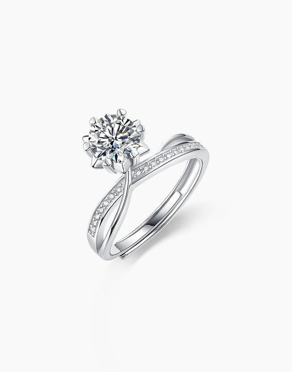 Round Twisted Accented Engagement Ring