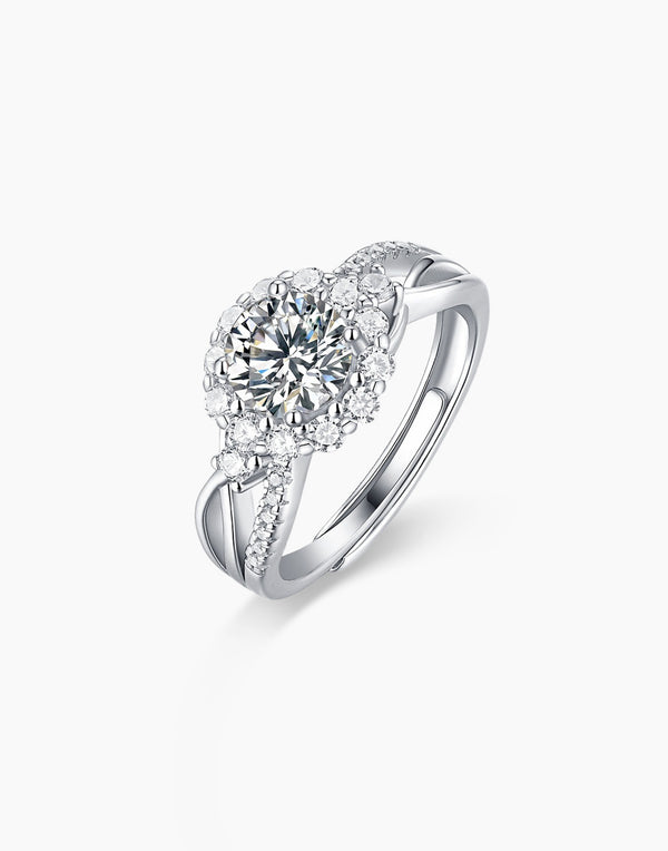 Round Twisted Halo Engagement Ring