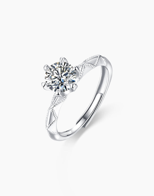 Sterling Silver Moissanite Engagement Ring