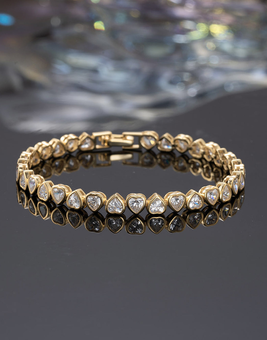 gold Heart Tennis Bracelet