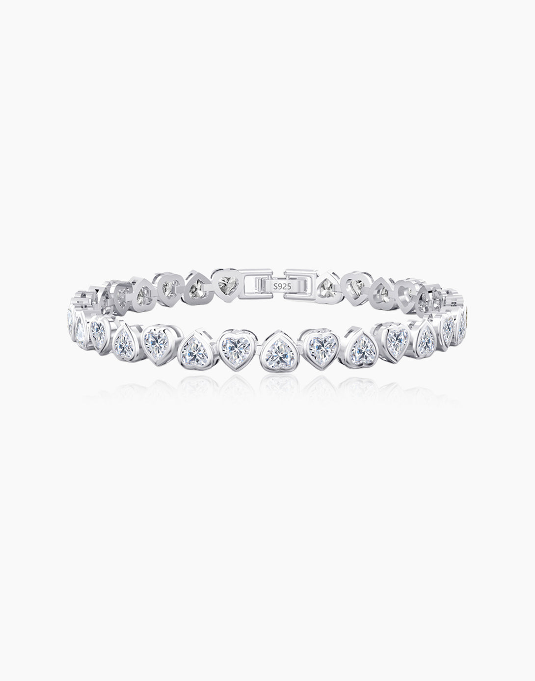 silver Heart Tennis Bracelet